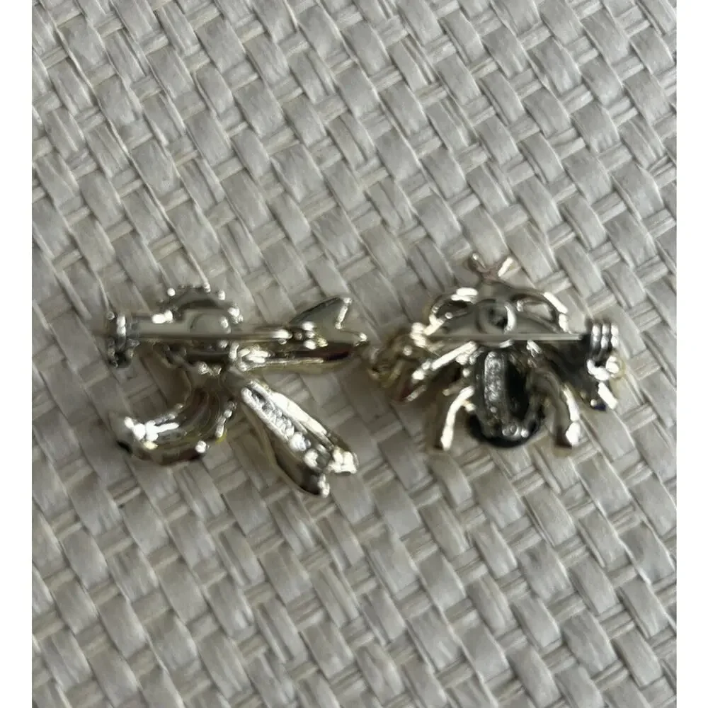 Vintage Set‎ Of 2 Signed Gerry’s Stinging Bumblebee Bee Enamel Gold Tone Brooch